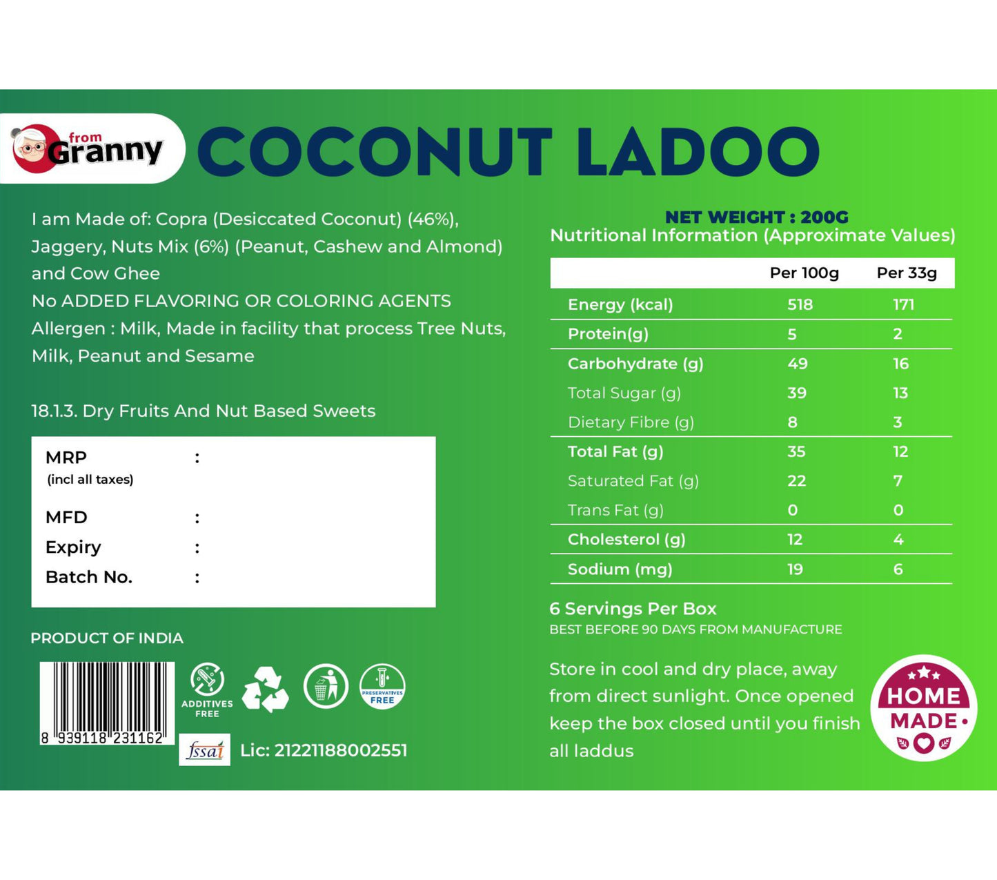 Coconut Laddu With Jaggery - 200 gm