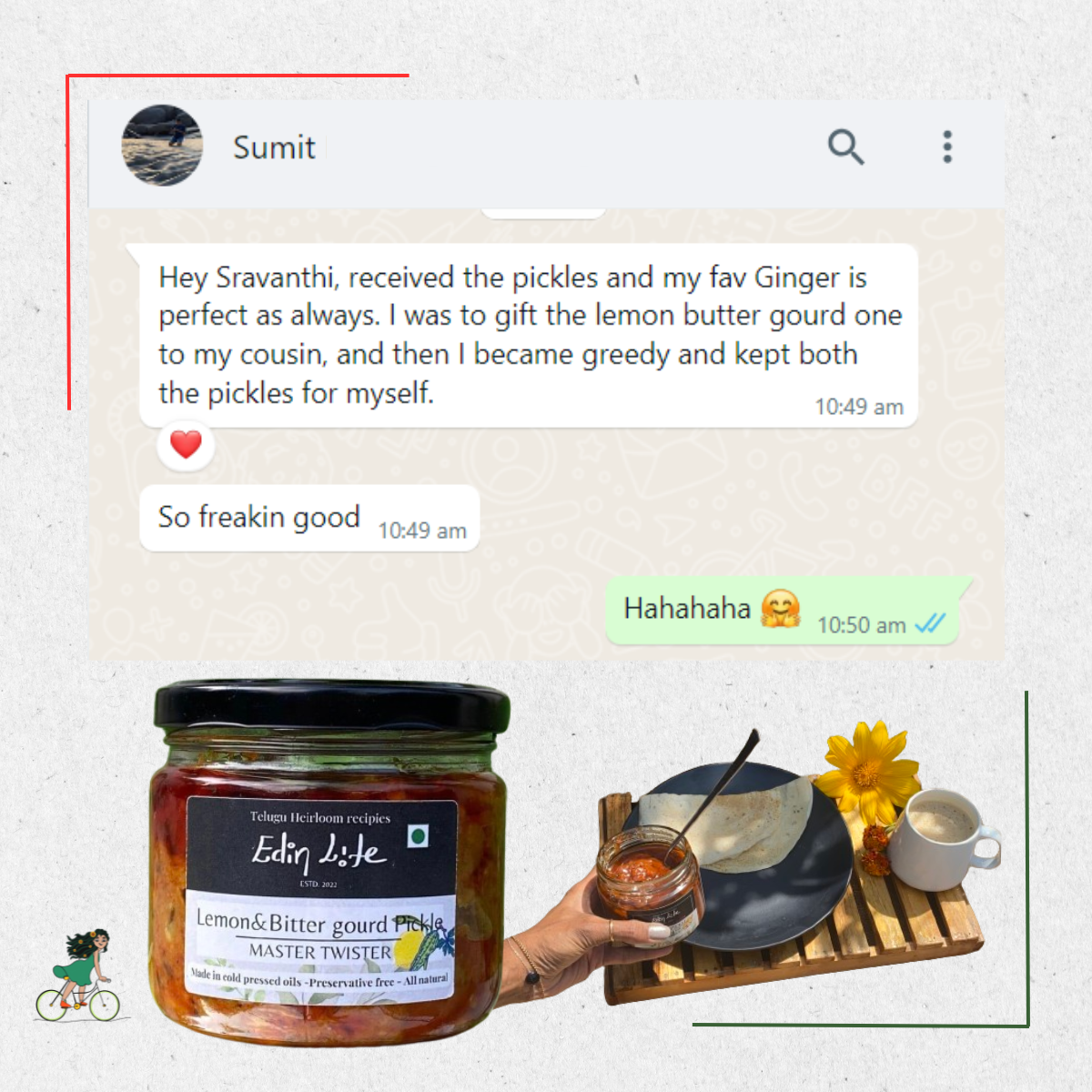 Lemon and Bitter gourd Pickle - నిమ్మకాయ కాకరకాయ పచ్చడి - Glass Jar - 300 g