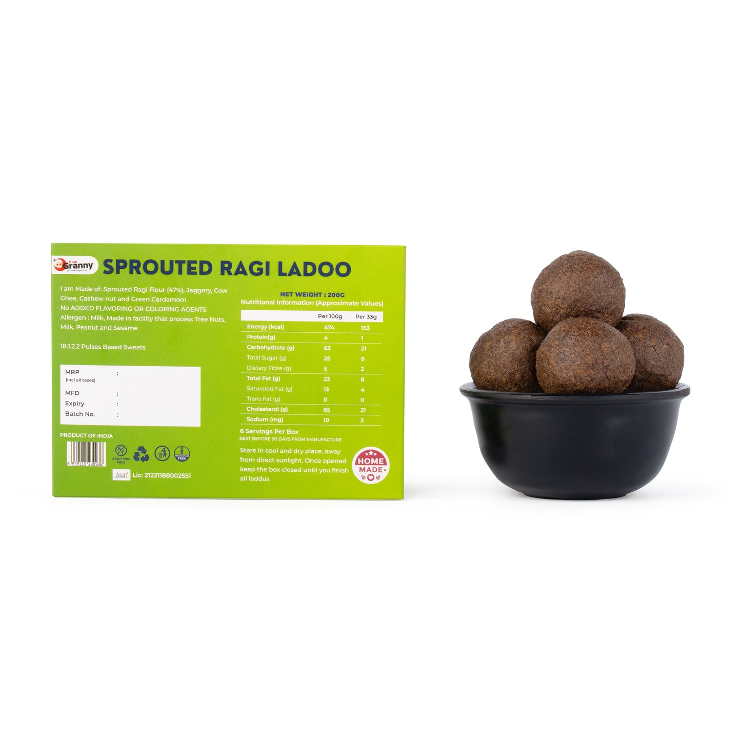 Sprouted Ragi Laddu | Nachni Ladoo - 200 gm