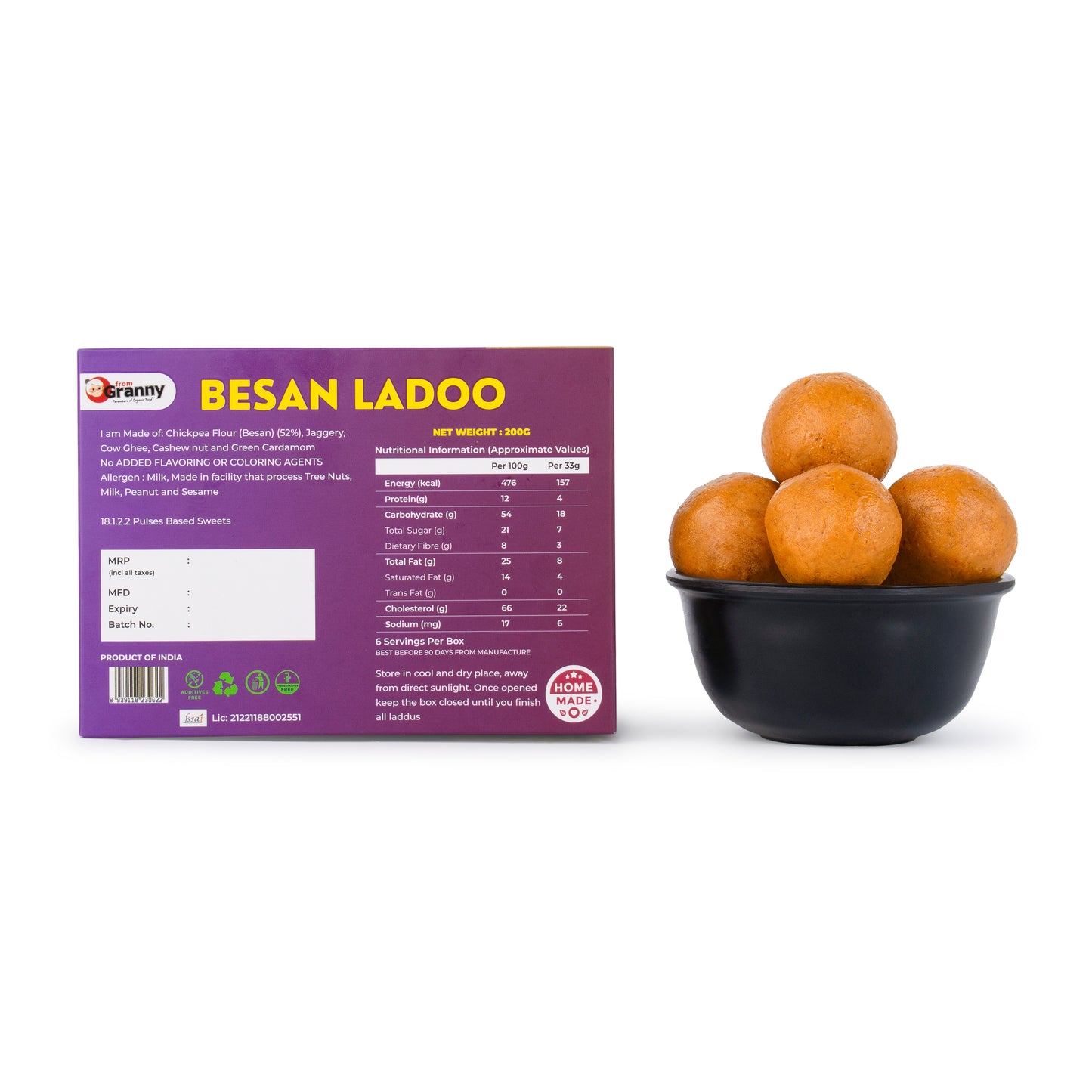 Healthy Besan Ladoo with Jaggery - 200 gm