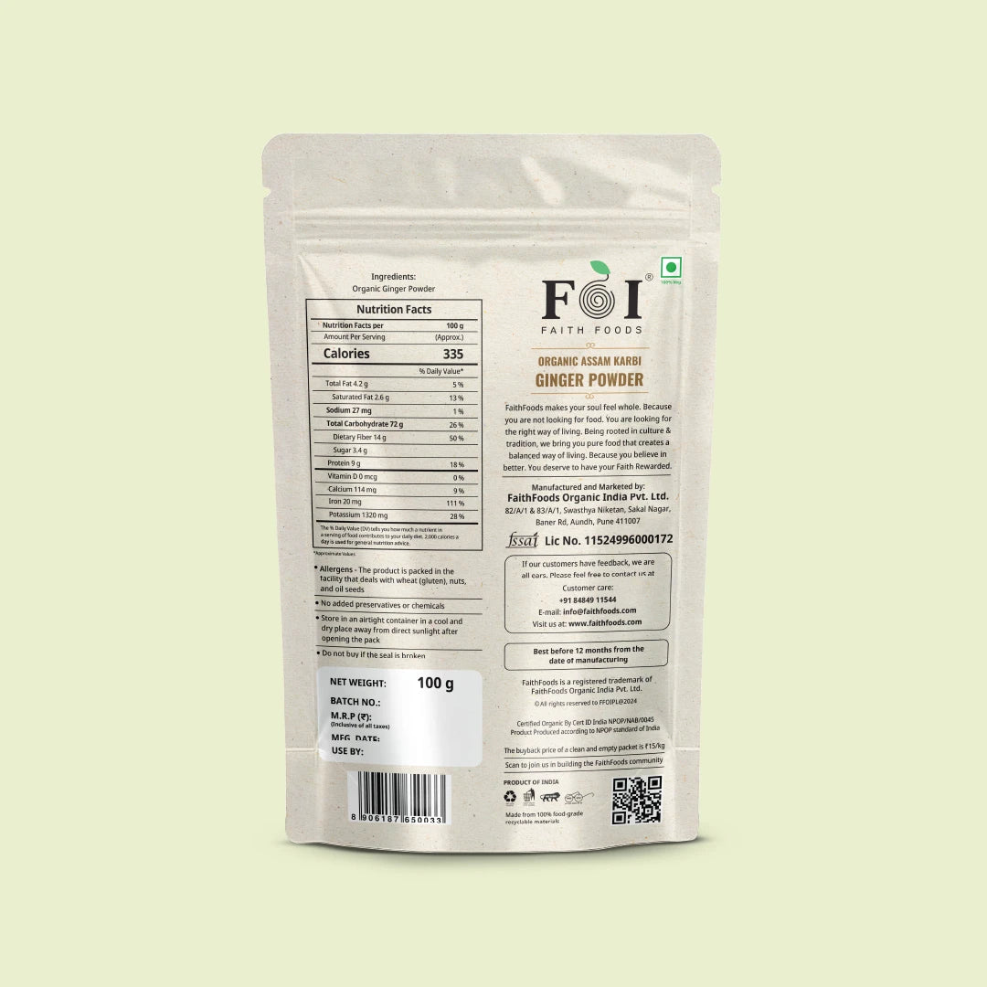 Organic Assam Karbi Ginger Powder - 100 grams