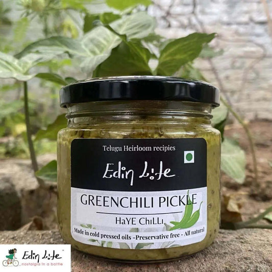 Green Chilli Pickle - పచ్చి మిర్చి పచ్చడి - 300 grams Glass jar
