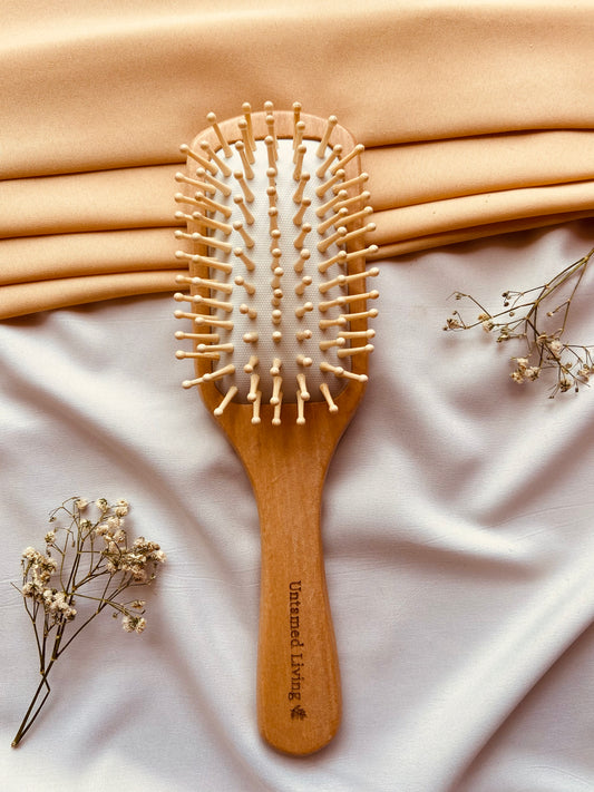 Premium Teak Wood Hair Brush - Medium