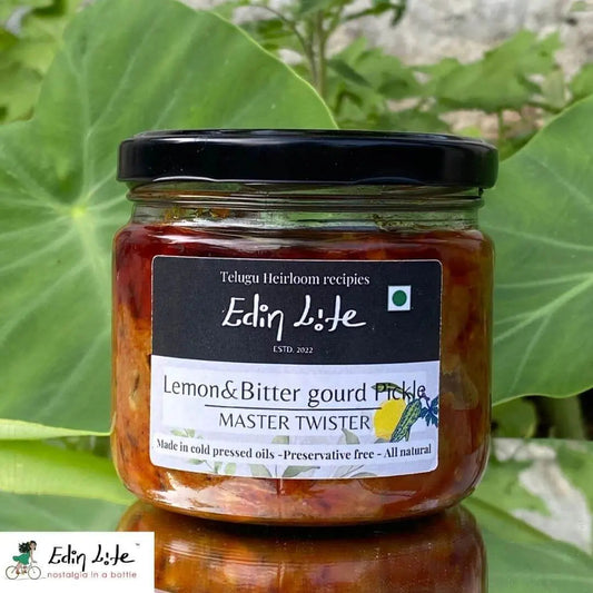 Lemon and Bitter gourd Pickle - నిమ్మకాయ కాకరకాయ పచ్చడి - Glass Jar - 300 g